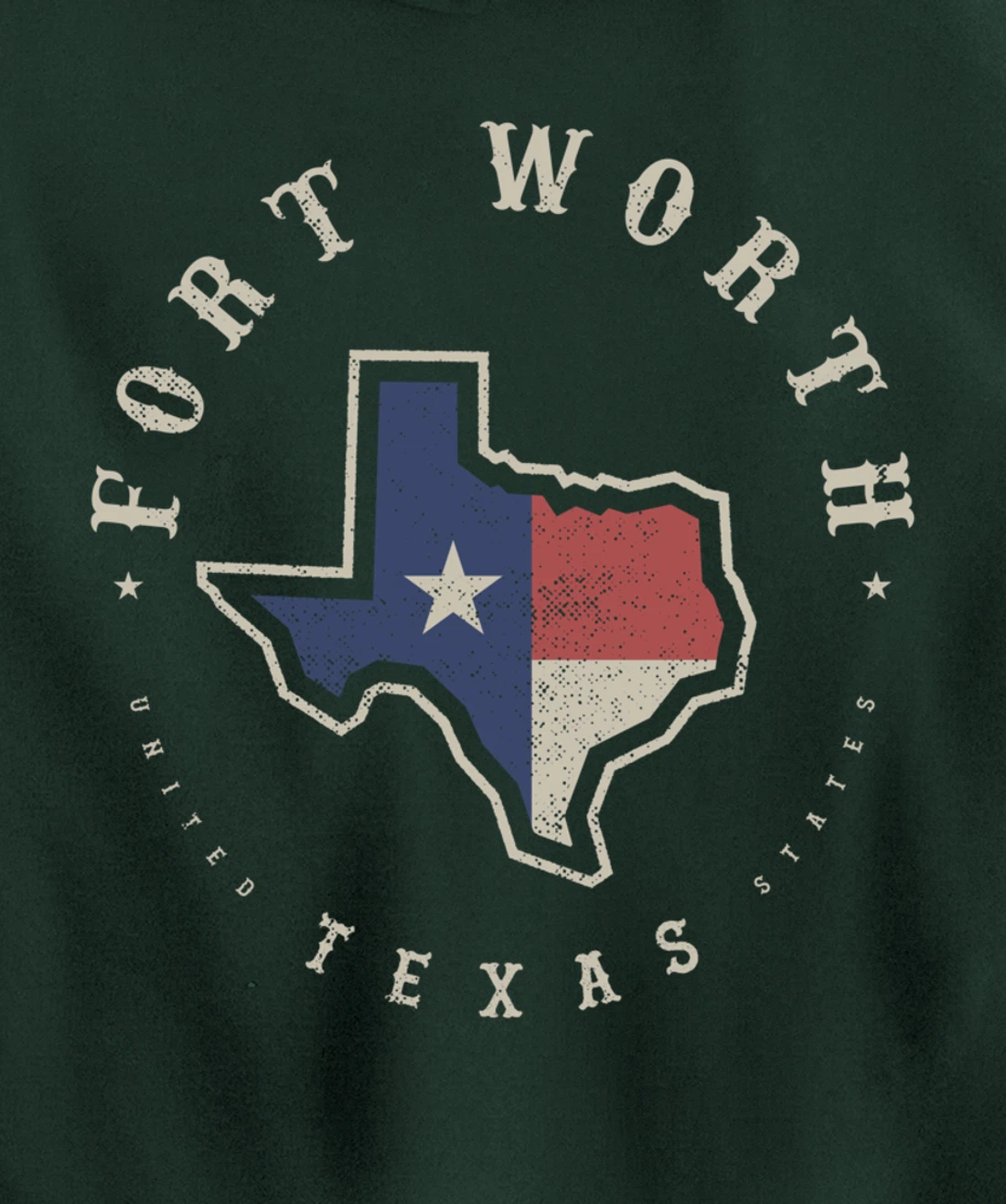 Vintage Fort Worth Texas State Flag Map Souvenir Gift Pullover Hoodie