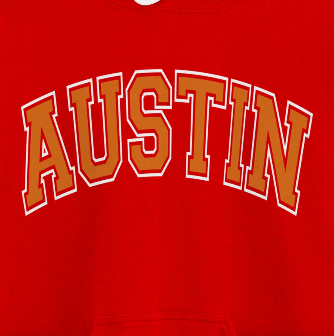 Austin Texas TX Varsity Style Orange Text Pullover Hoodie