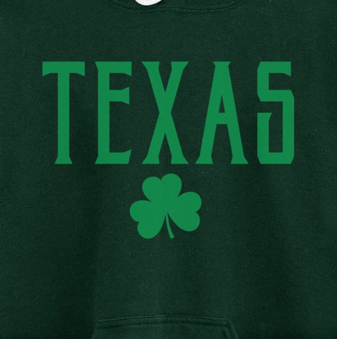Texas Irish Shamrock Vintage Text Green Print Pullover Hoodie