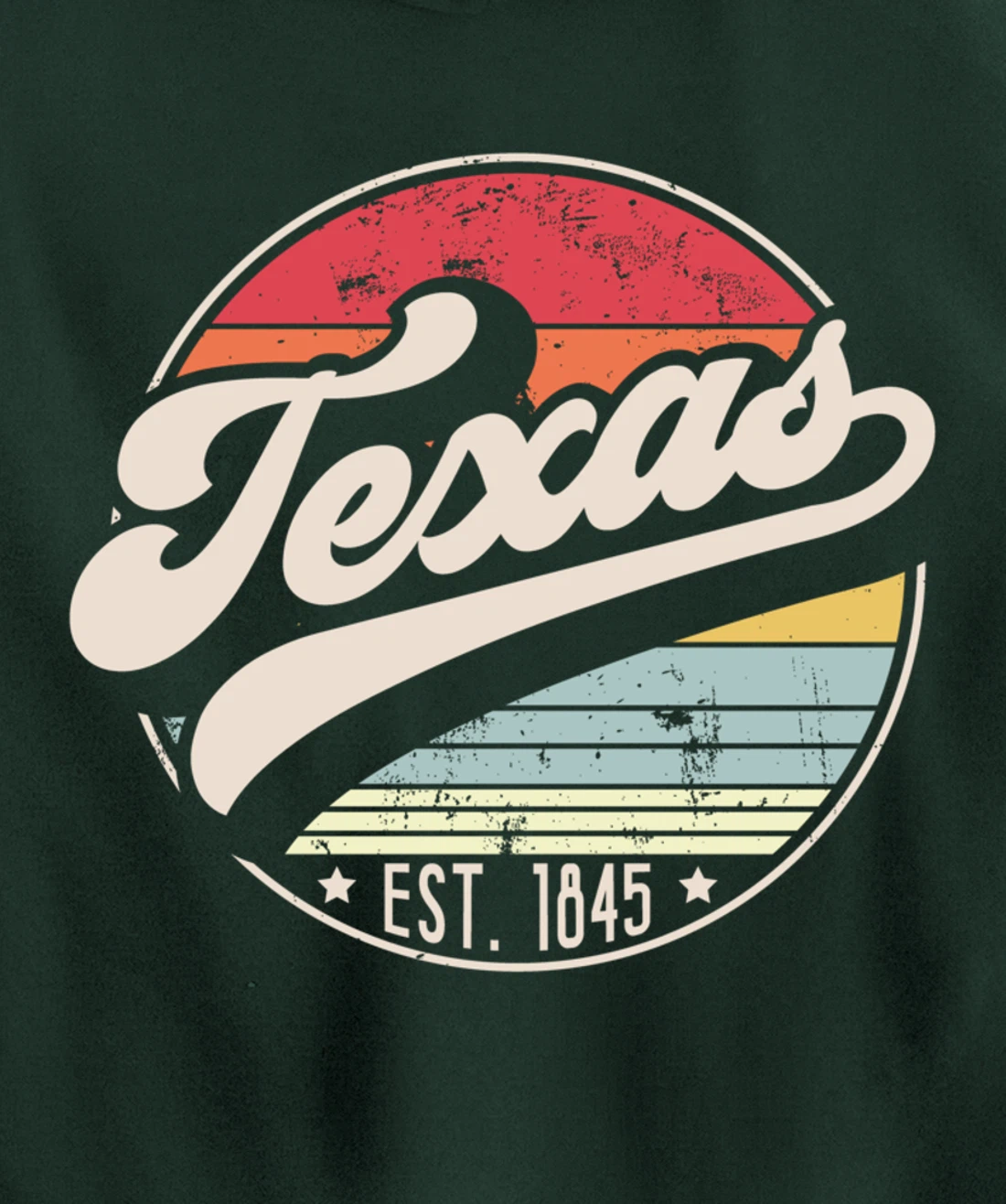 Retro Texas Home State TX Cool 70s Style Sunset Pullover Hoodie