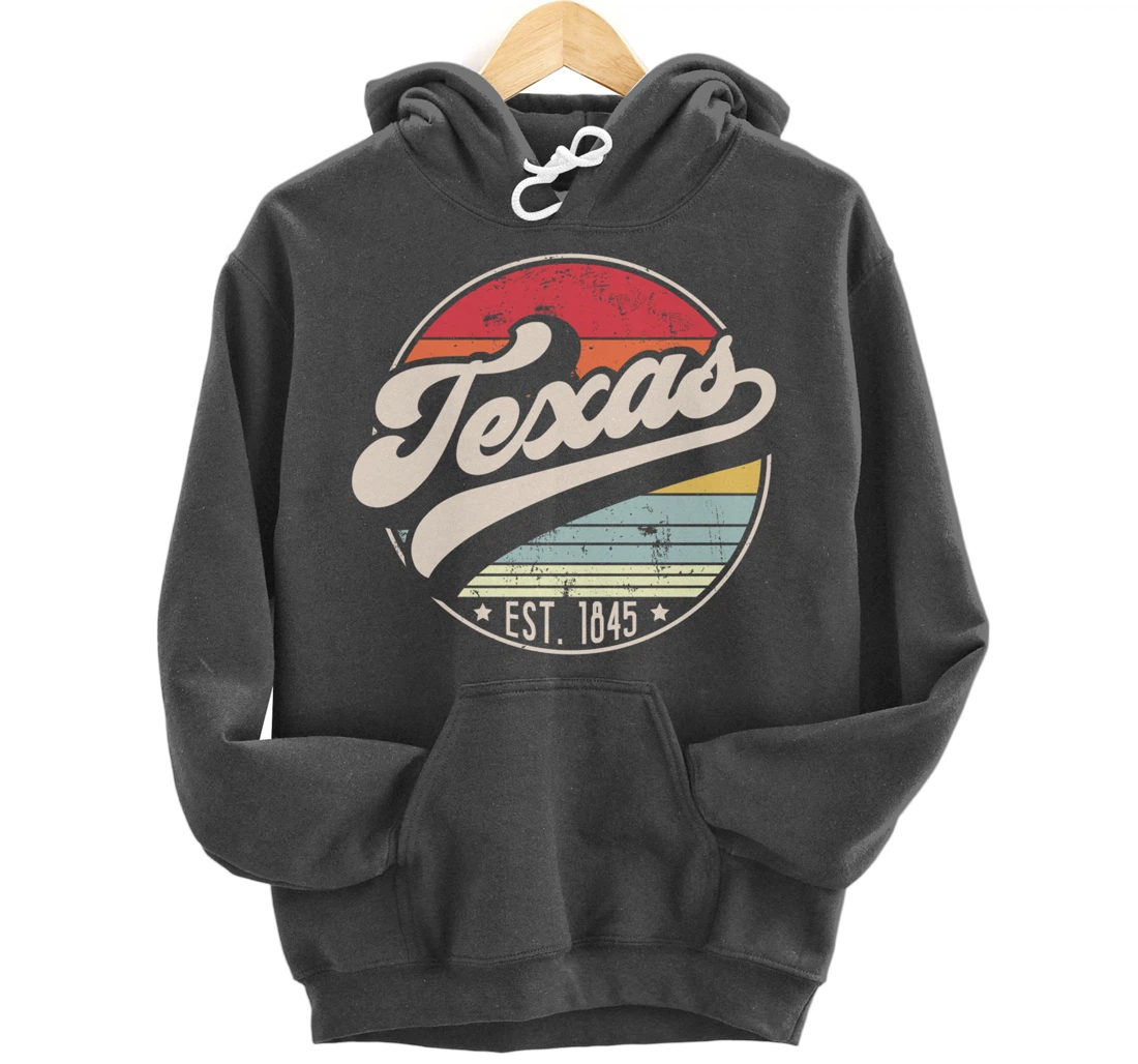 Retro Texas Home State TX Cool 70s Style Sunset Pullover Hoodie