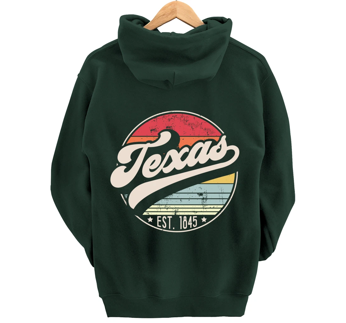 Retro Texas Home State TX Cool 70s Style Sunset Pullover Hoodie