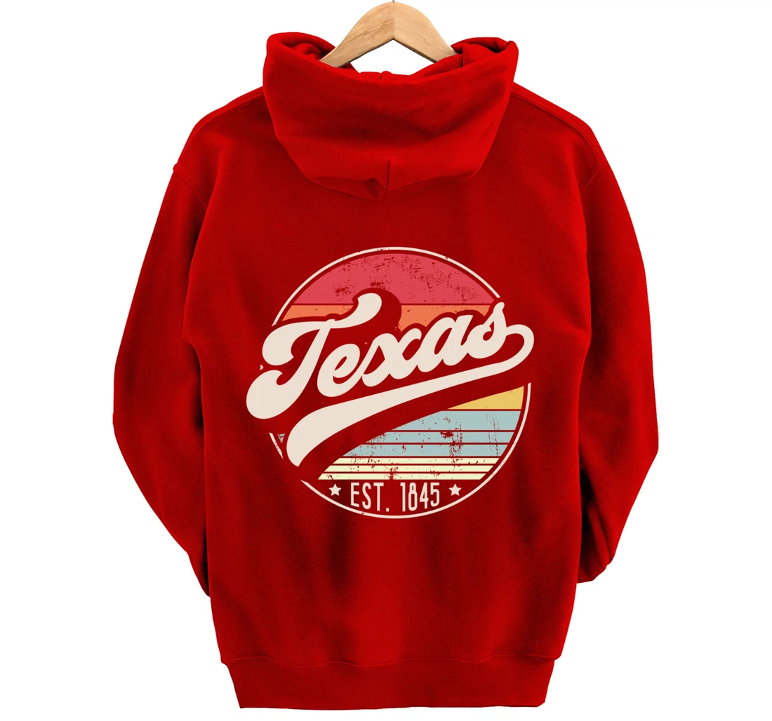 Retro Texas Home State TX Cool 70s Style Sunset Pullover Hoodie