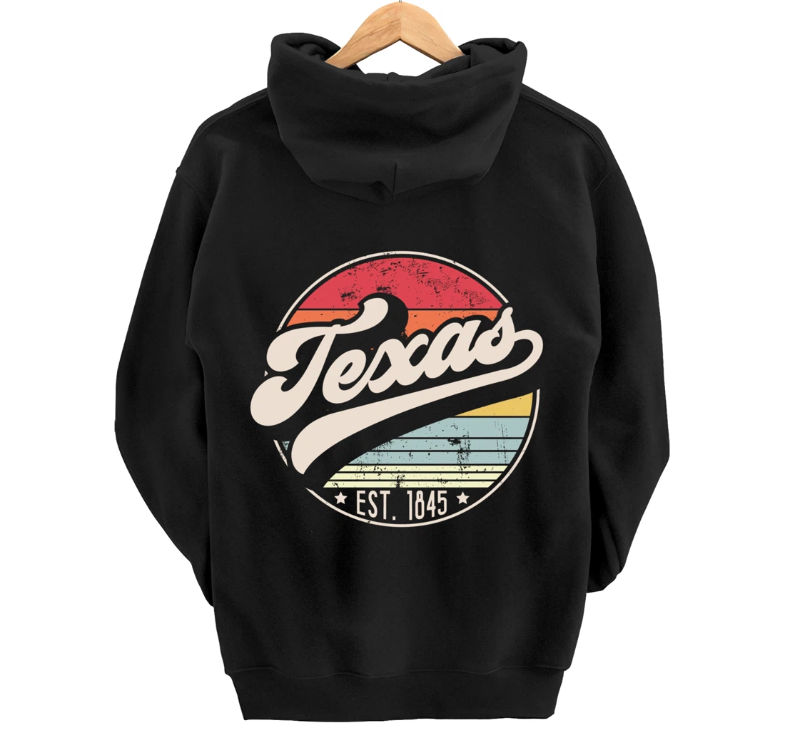 Retro Texas Home State TX Cool 70s Style Sunset Pullover Hoodie