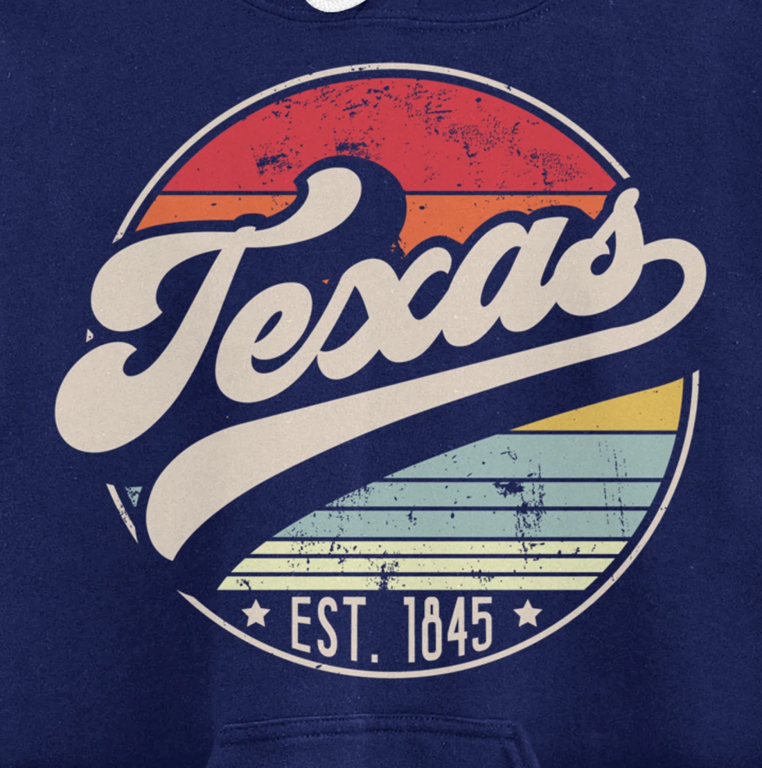 Retro Texas Home State TX Cool 70s Style Sunset Pullover Hoodie