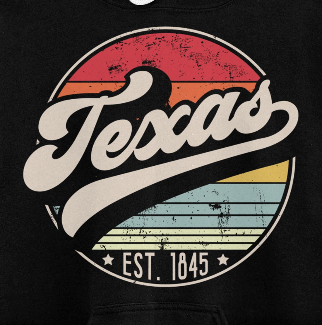 Retro Texas Home State TX Cool 70s Style Sunset Pullover Hoodie