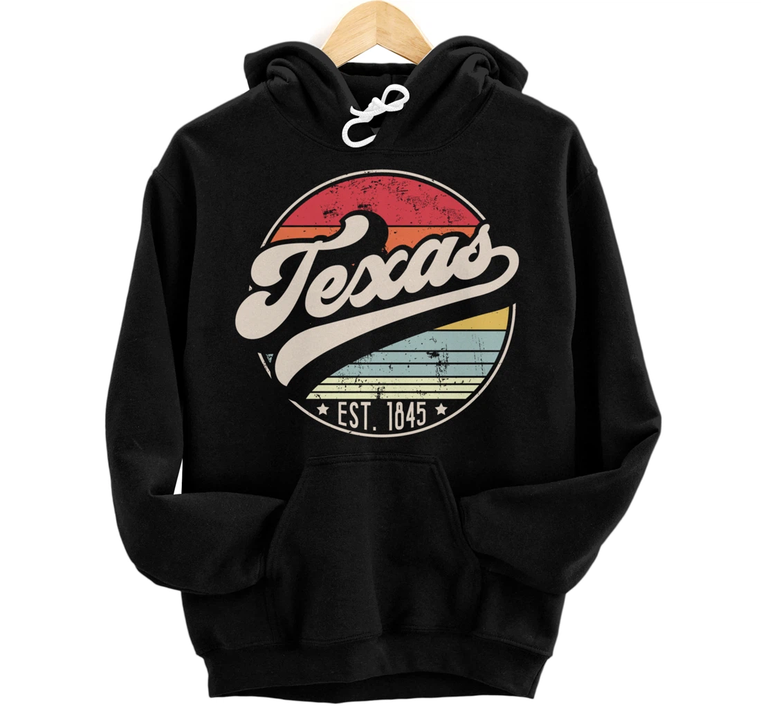 Retro Texas Home State TX Cool 70s Style Sunset Pullover Hoodie