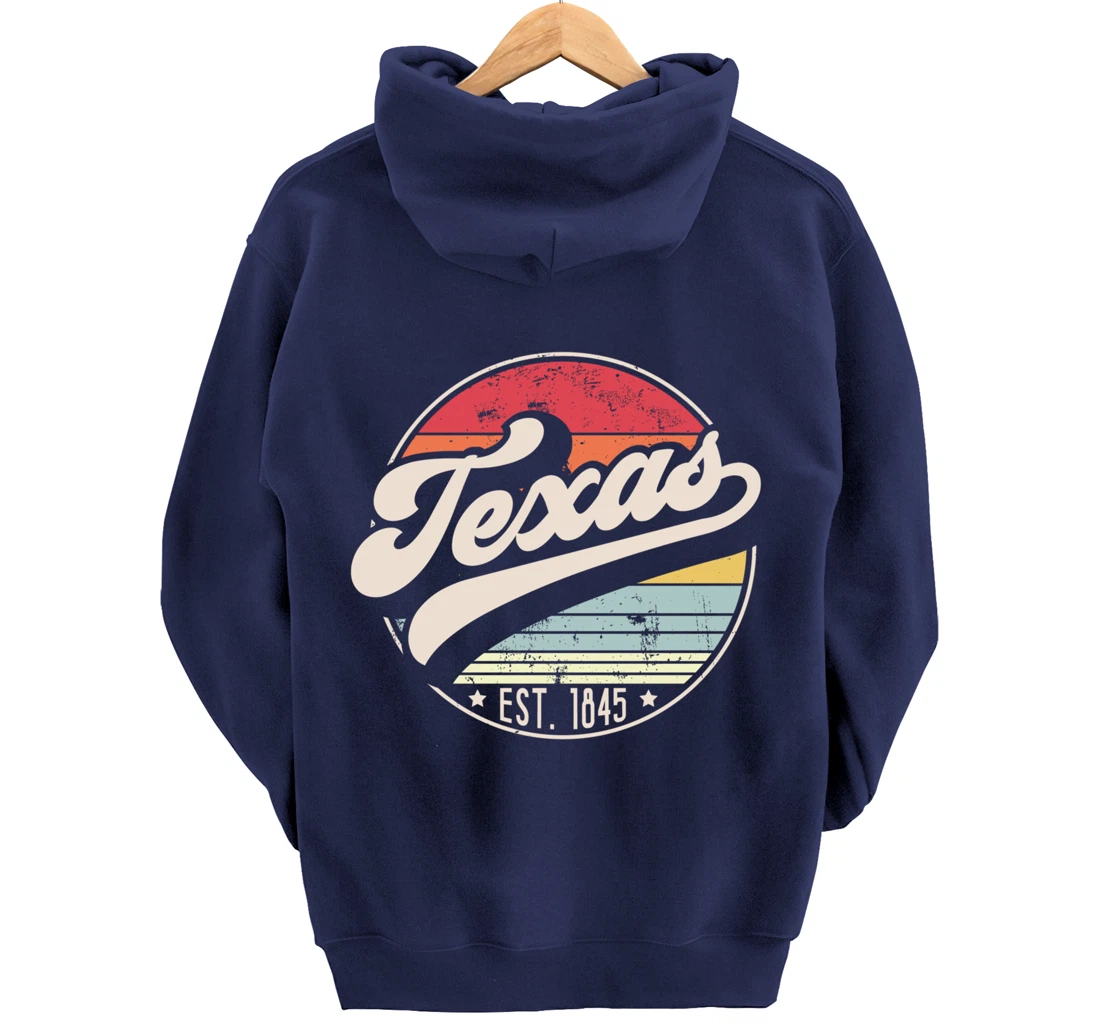 Retro Texas Home State TX Cool 70s Style Sunset Pullover Hoodie