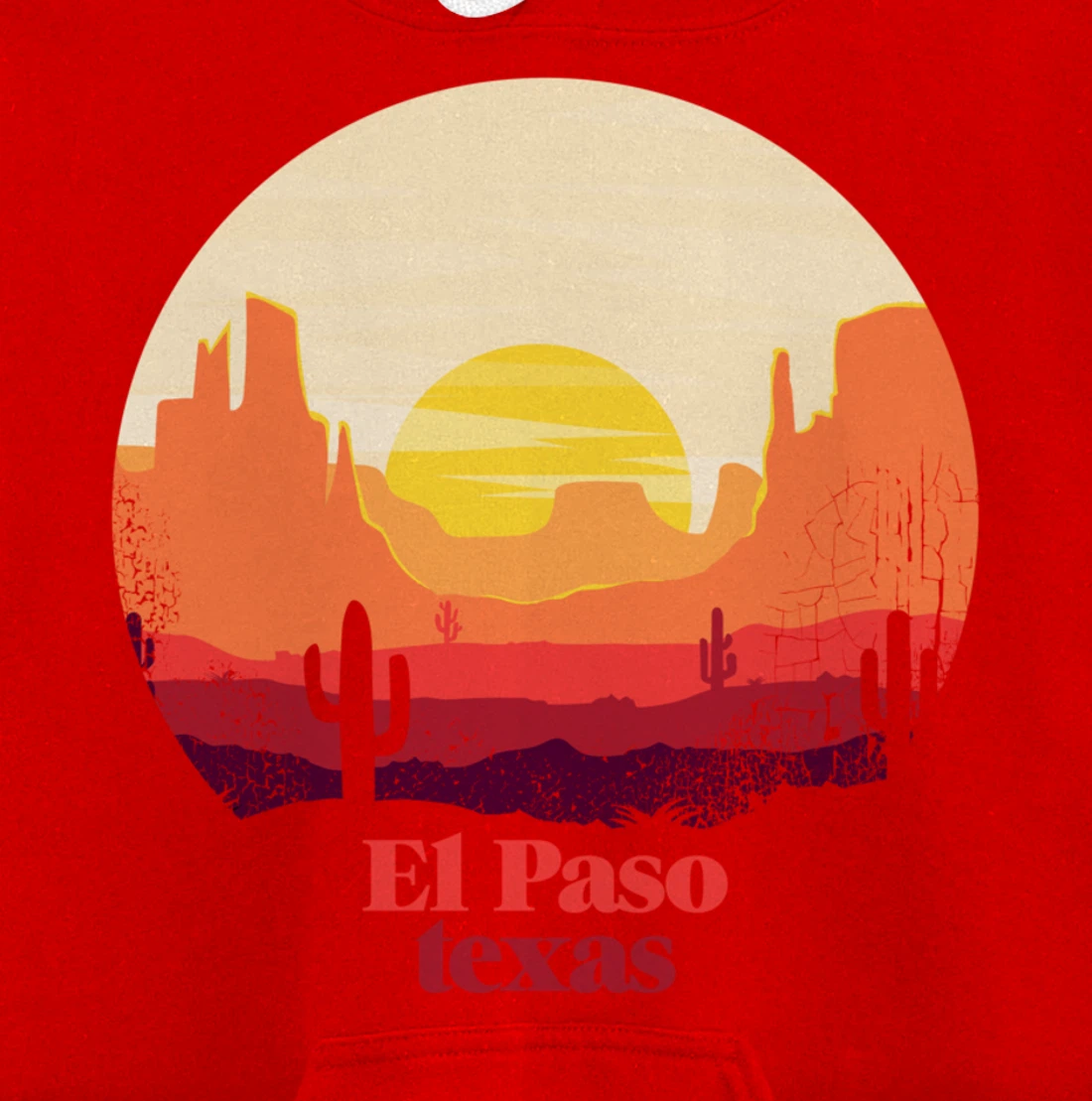 El Paso Texas Desert Illustration Vintage Souvenir Pullover Hoodie
