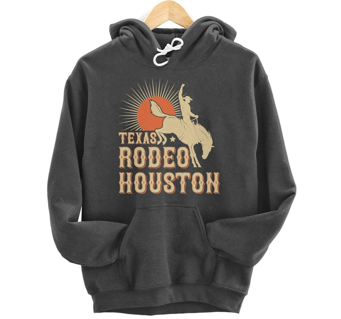 Houston Texas Rodeo Vintage Western Retro Cowboy Pullover Hoodie