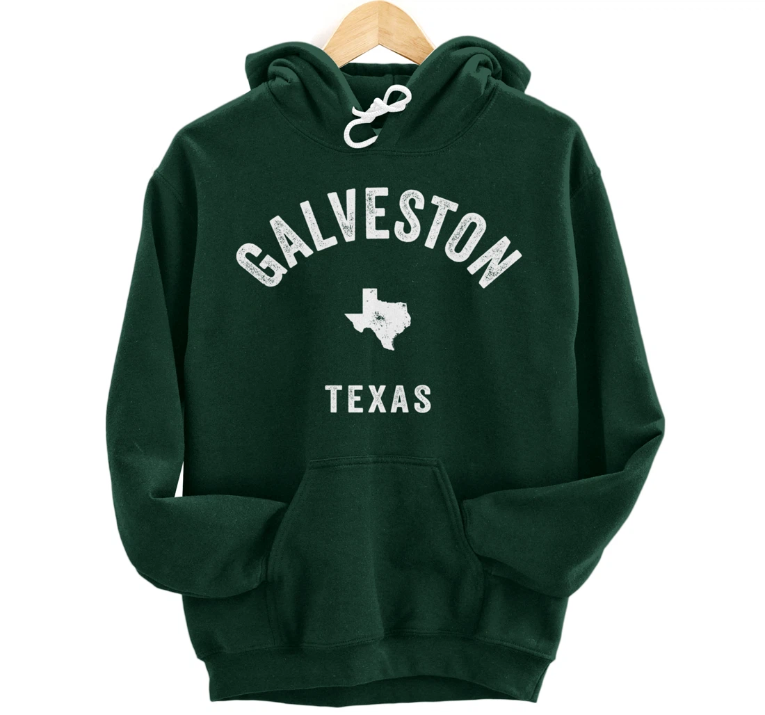 Galveston Texas TX Vintage 70s Athletic Sports Design Pullover Hoodie