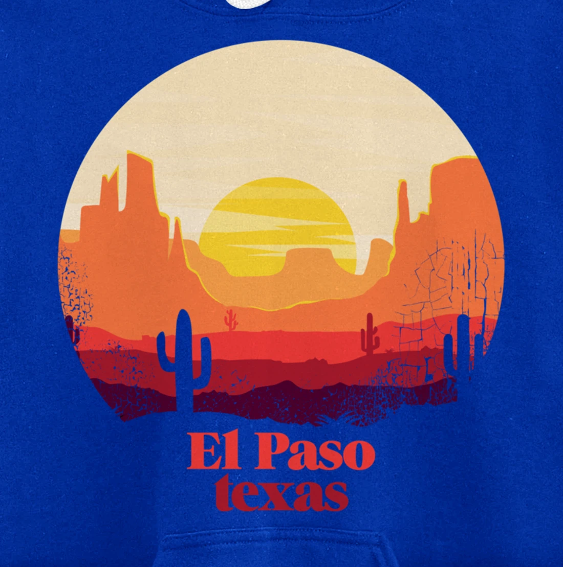 El Paso Texas Desert Illustration Vintage Souvenir Pullover Hoodie