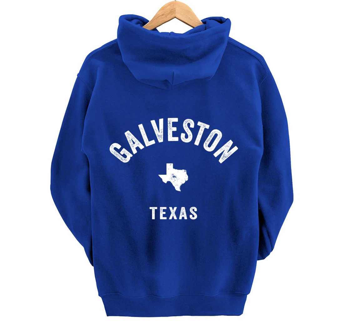 Galveston Texas TX Vintage 70s Athletic Sports Design Pullover Hoodie
