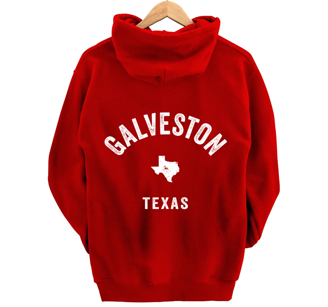 Galveston Texas TX Vintage 70s Athletic Sports Design Pullover Hoodie