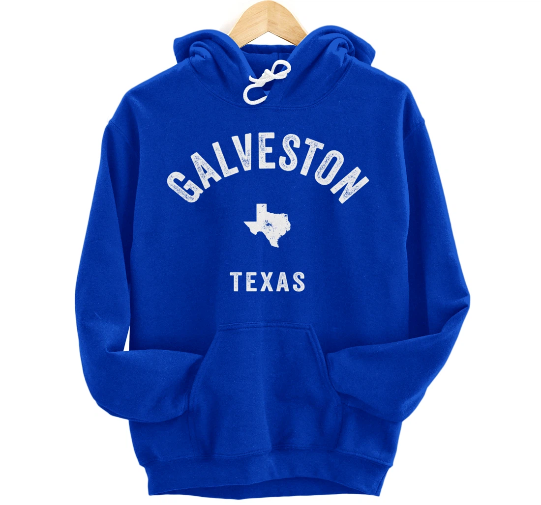 Galveston Texas TX Vintage 70s Athletic Sports Design Pullover Hoodie