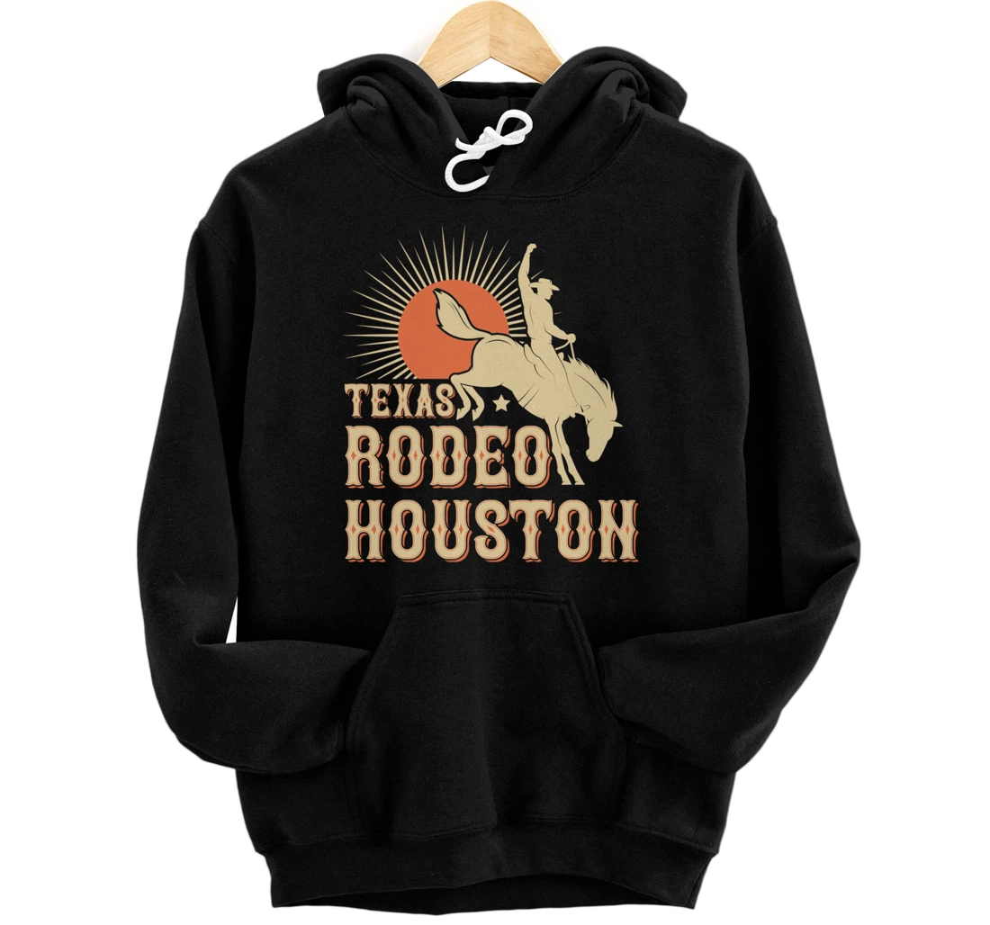 Houston Texas Rodeo Vintage Western Retro Cowboy Pullover Hoodie