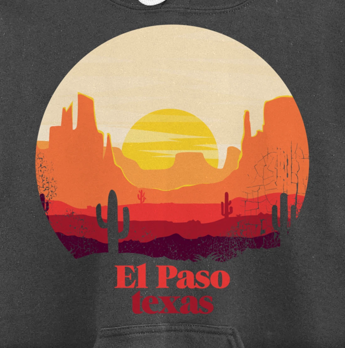 El Paso Texas Desert Illustration Vintage Souvenir Pullover Hoodie