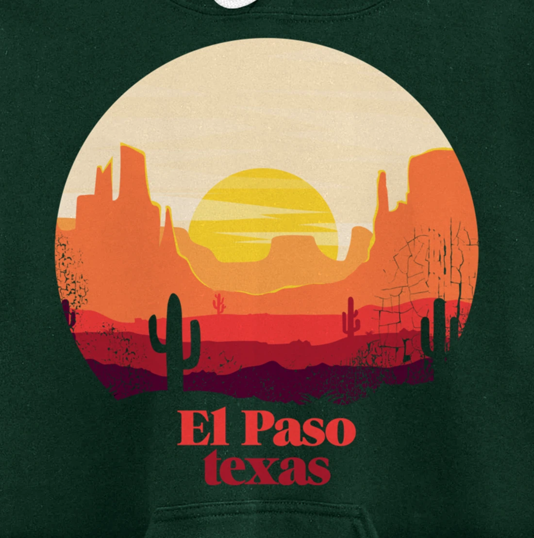 El Paso Texas Desert Illustration Vintage Souvenir Pullover Hoodie