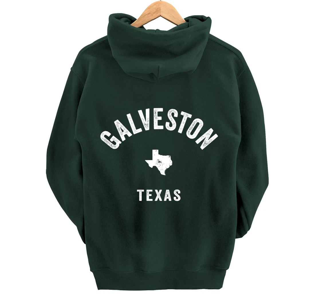 Galveston Texas TX Vintage 70s Athletic Sports Design Pullover Hoodie