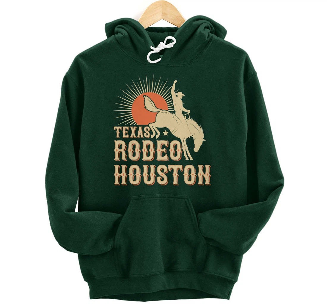 Houston Texas Rodeo Vintage Western Retro Cowboy Pullover Hoodie