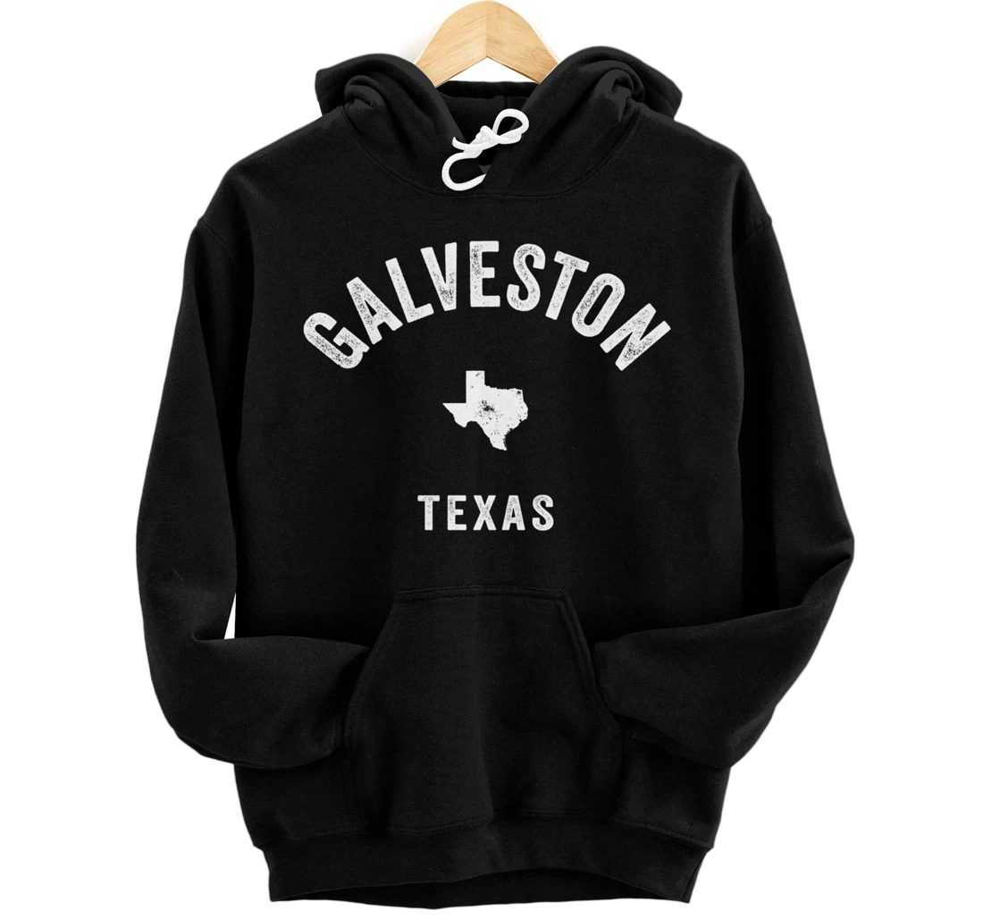 Galveston Texas TX Vintage 70s Athletic Sports Design Pullover Hoodie