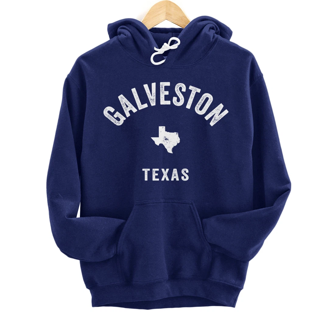 Galveston Texas TX Vintage 70s Athletic Sports Design Pullover Hoodie