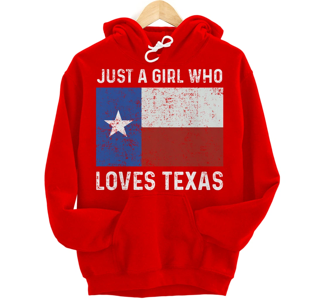 Girl Love Texas Flag Star State USA Pullover Hoodie