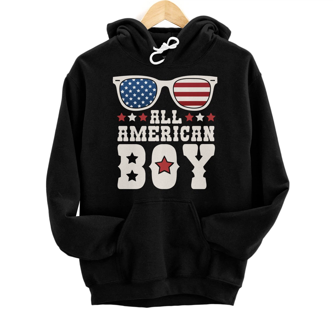 All American Boy 4th of July Texas Sunglasses Cowboy Country Pullover Hoodie