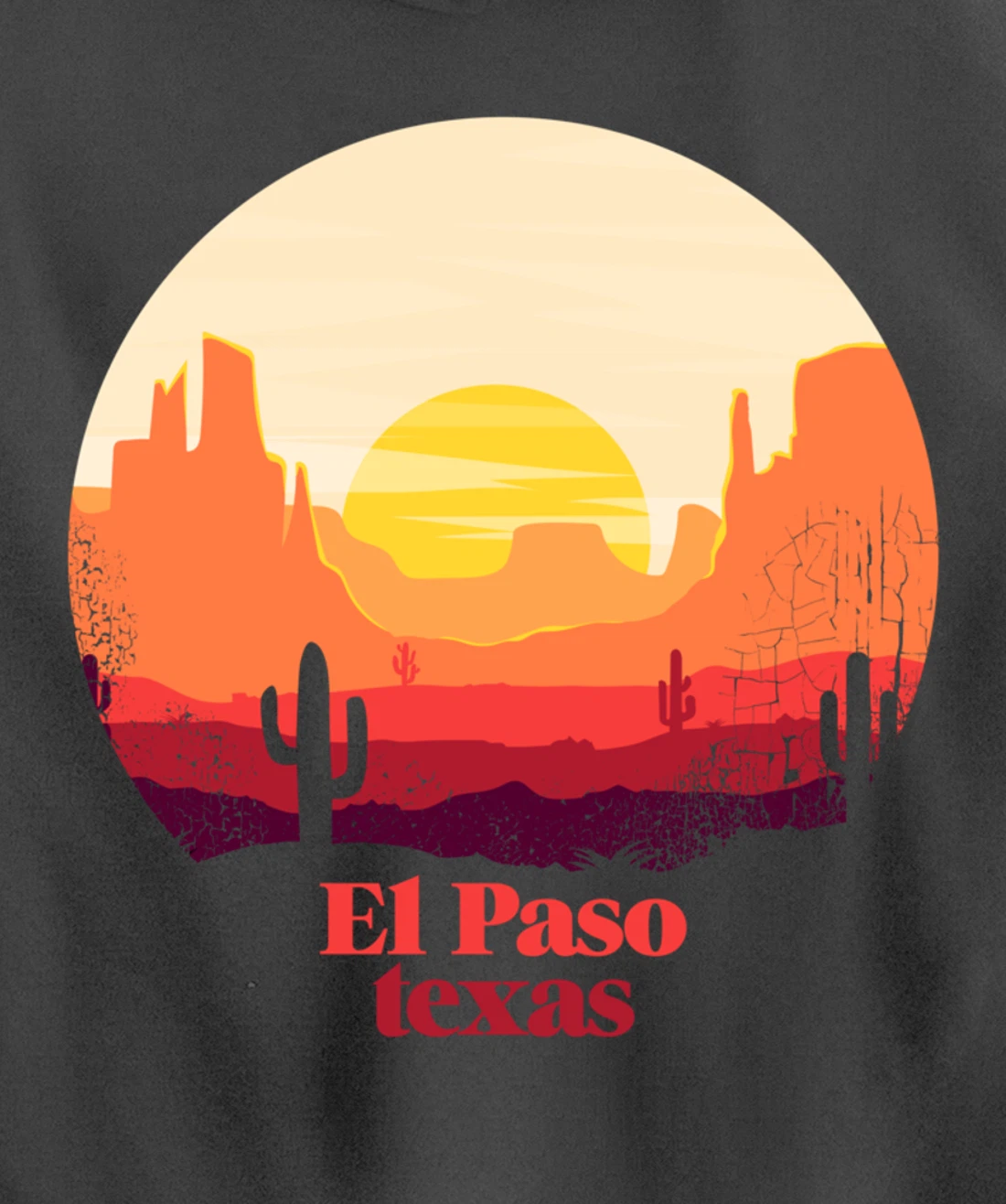 El Paso Texas Desert Illustration Vintage Souvenir Pullover Hoodie