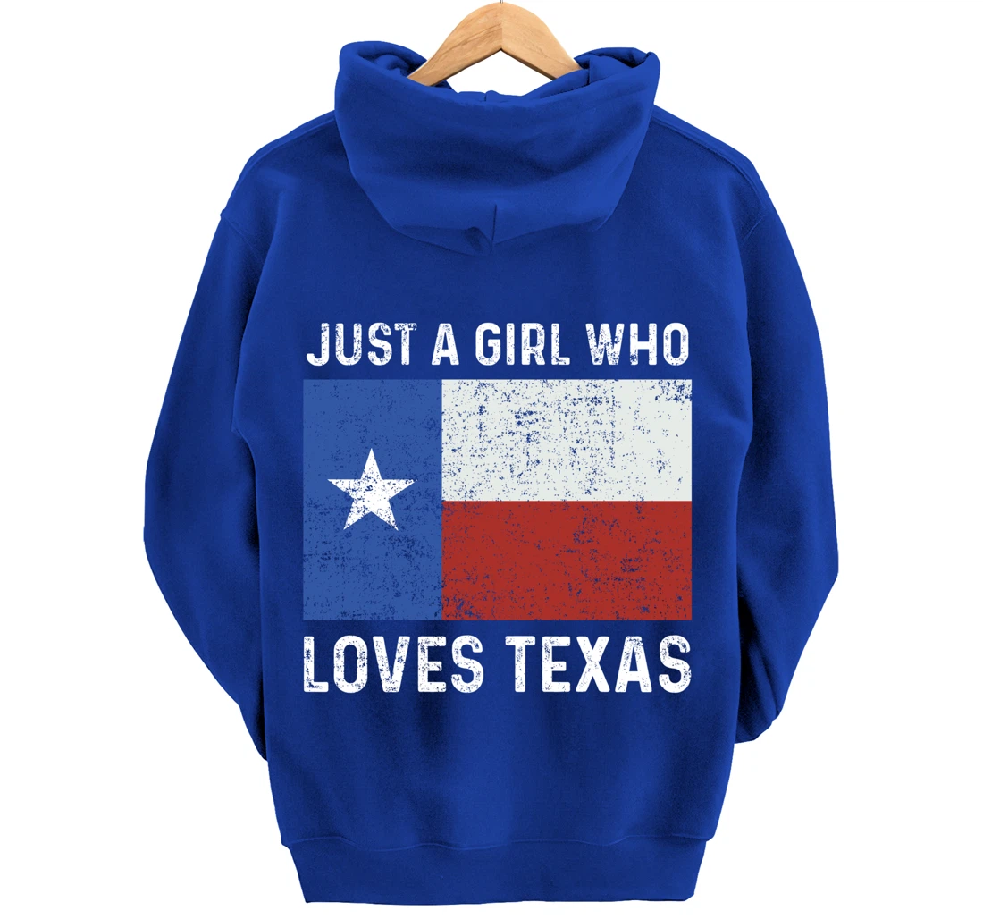 Girl Love Texas Flag Star State USA Pullover Hoodie