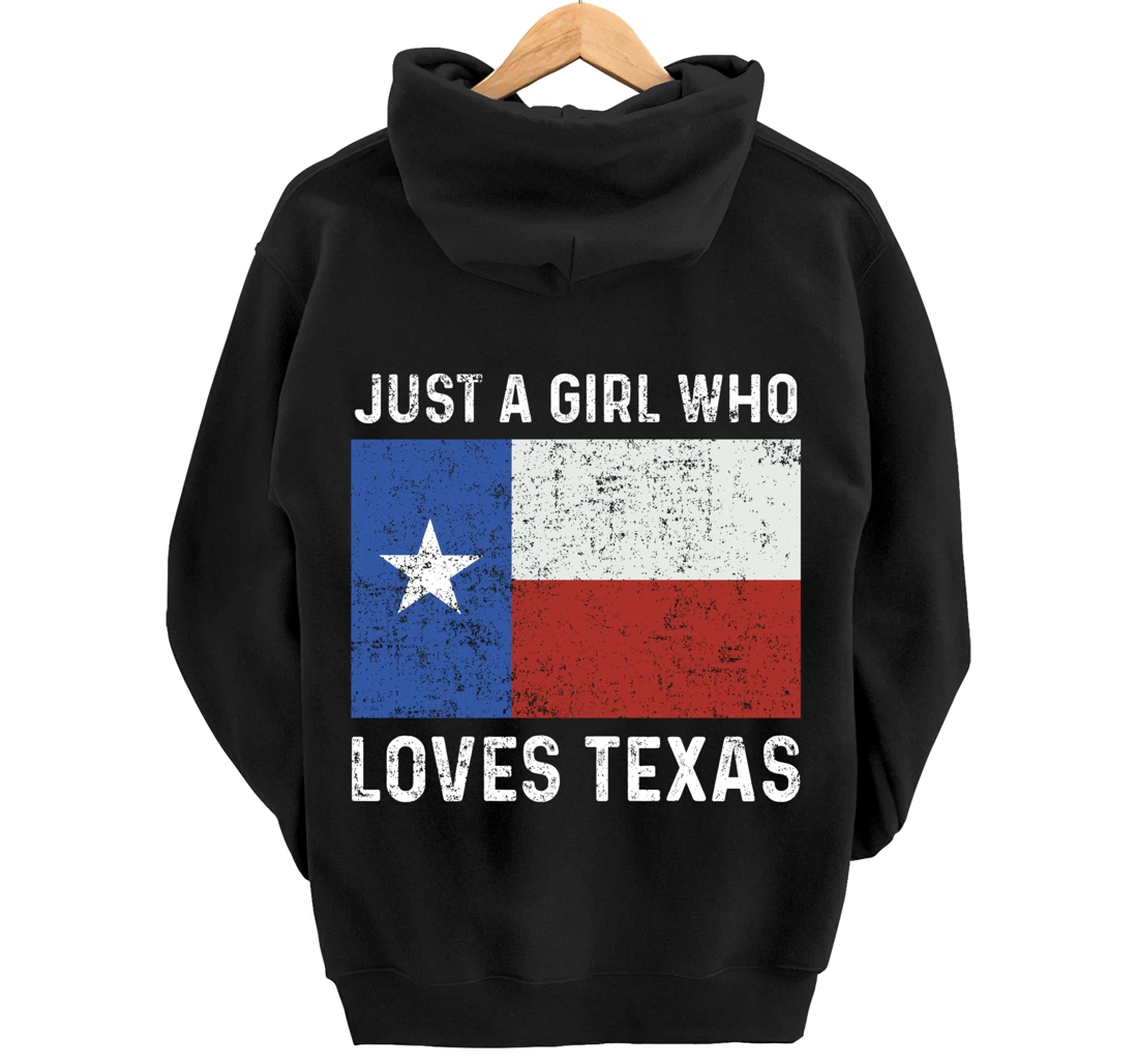 Girl Love Texas Flag Star State USA Pullover Hoodie