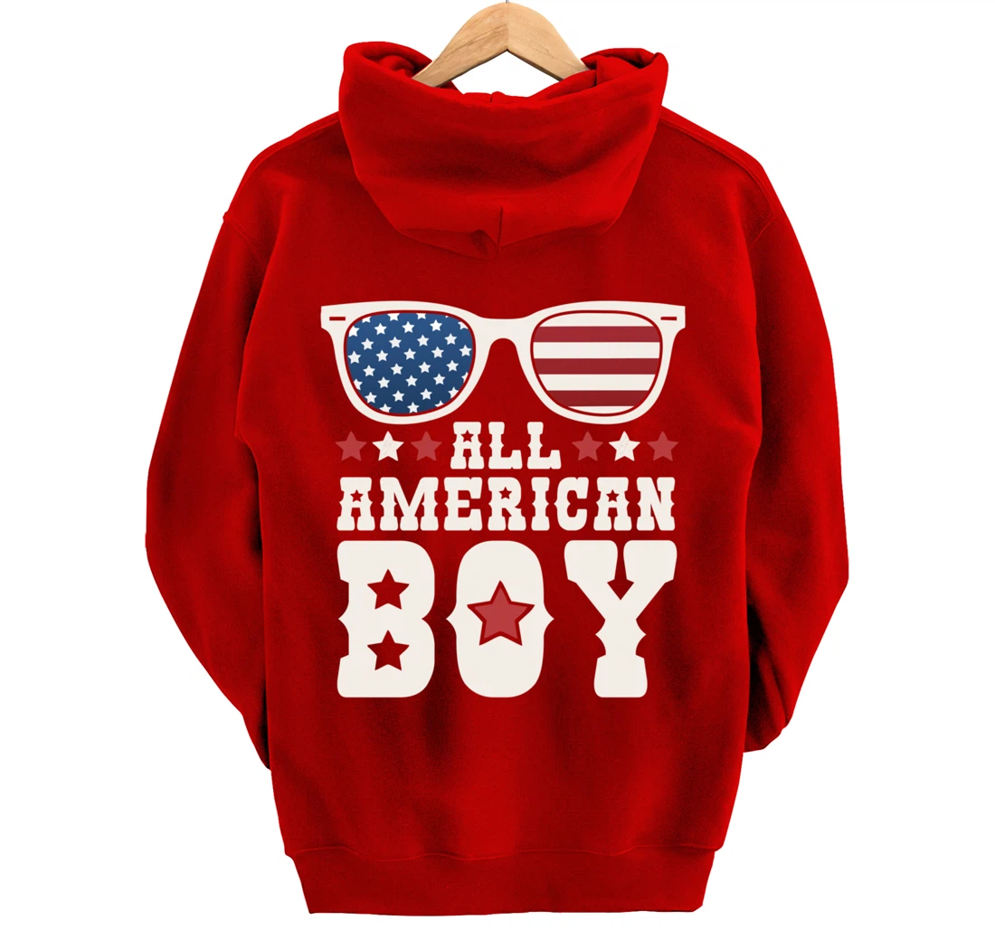 All American Boy 4th of July Texas Sunglasses Cowboy Country Pullover Hoodie
