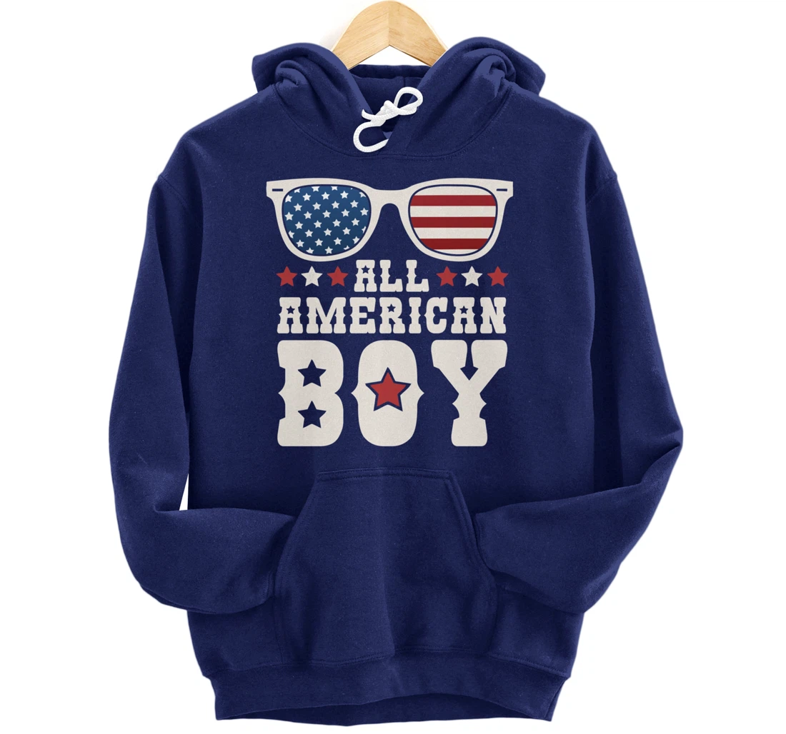 All American Boy 4th of July Texas Sunglasses Cowboy Country Pullover Hoodie