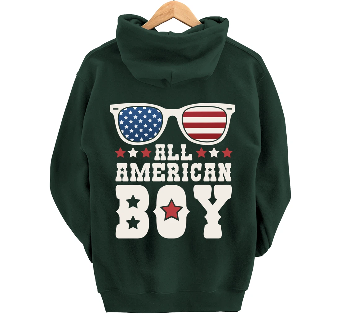 All American Boy 4th of July Texas Sunglasses Cowboy Country Pullover Hoodie