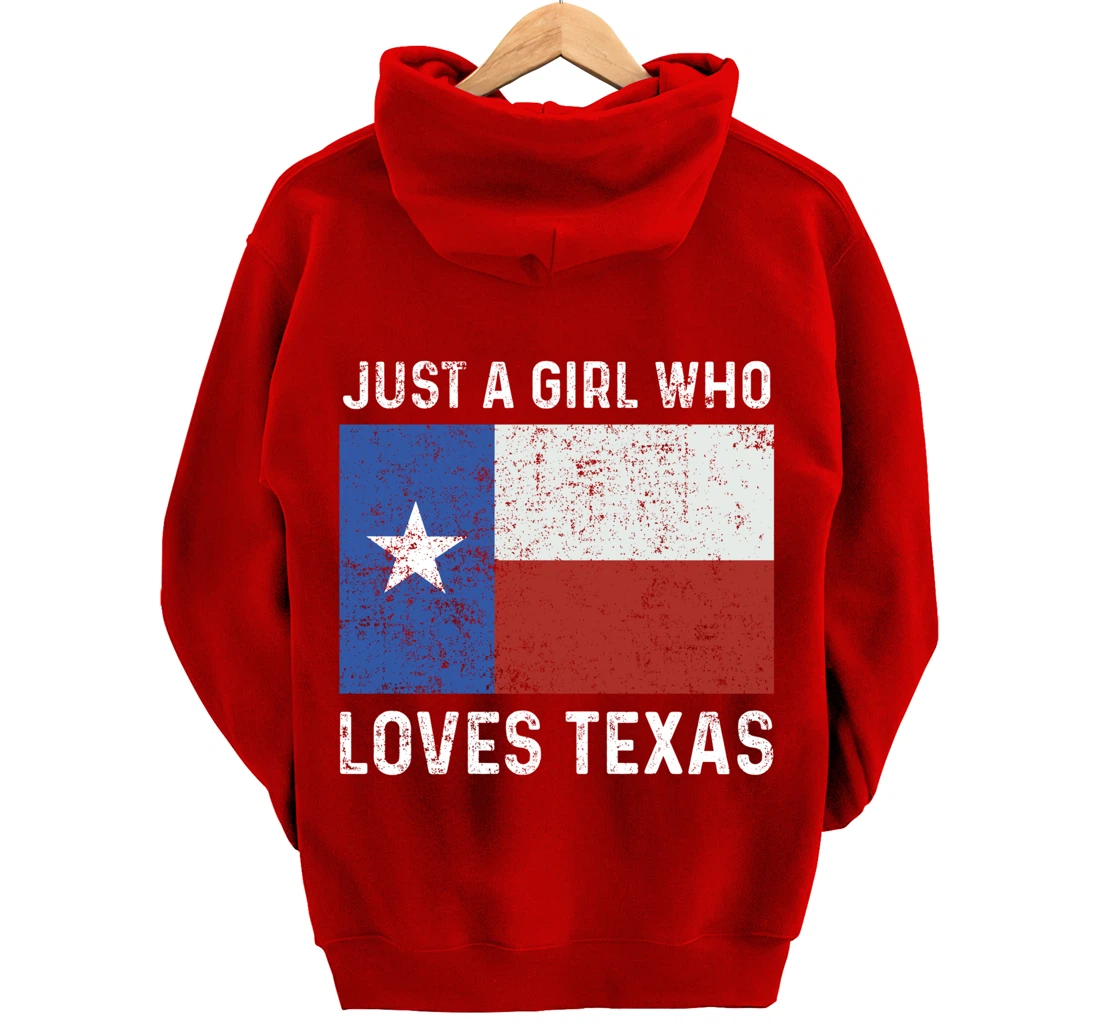 Girl Love Texas Flag Star State USA Pullover Hoodie