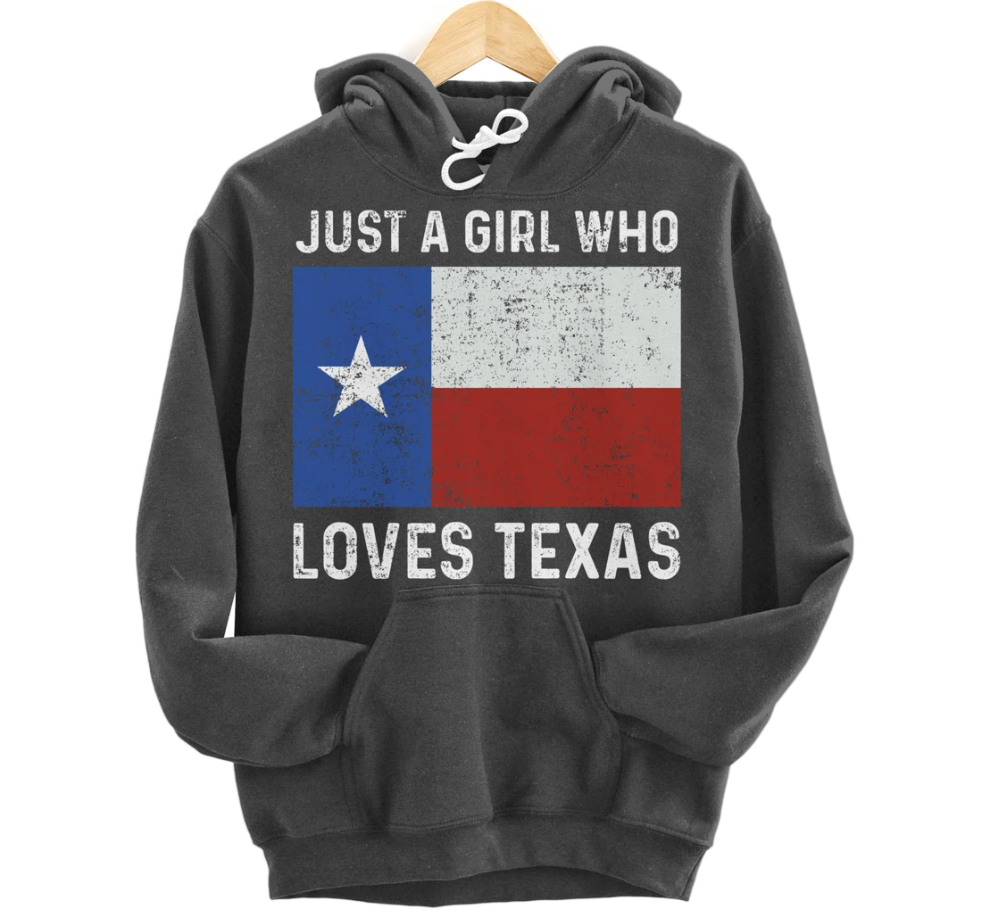 Girl Love Texas Flag Star State USA Pullover Hoodie