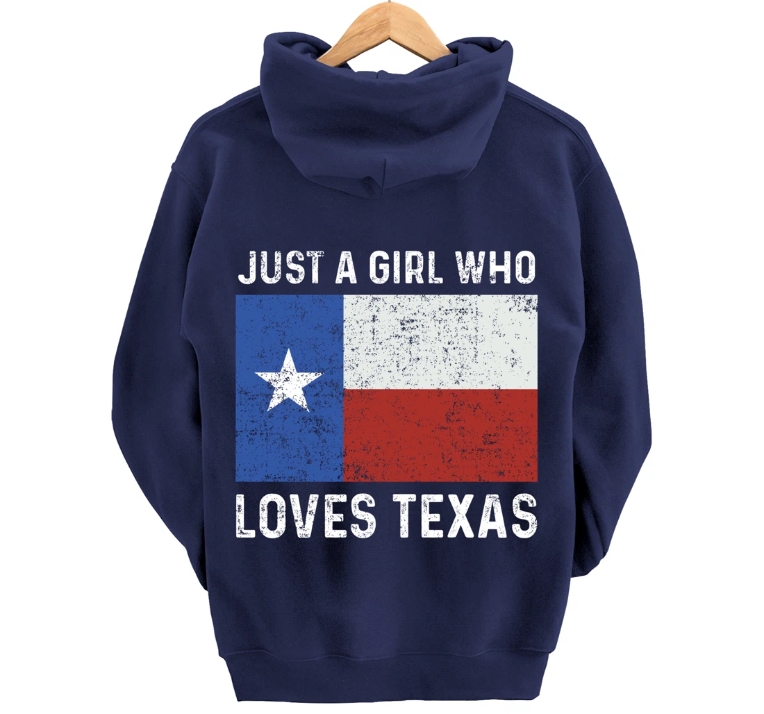 Girl Love Texas Flag Star State USA Pullover Hoodie