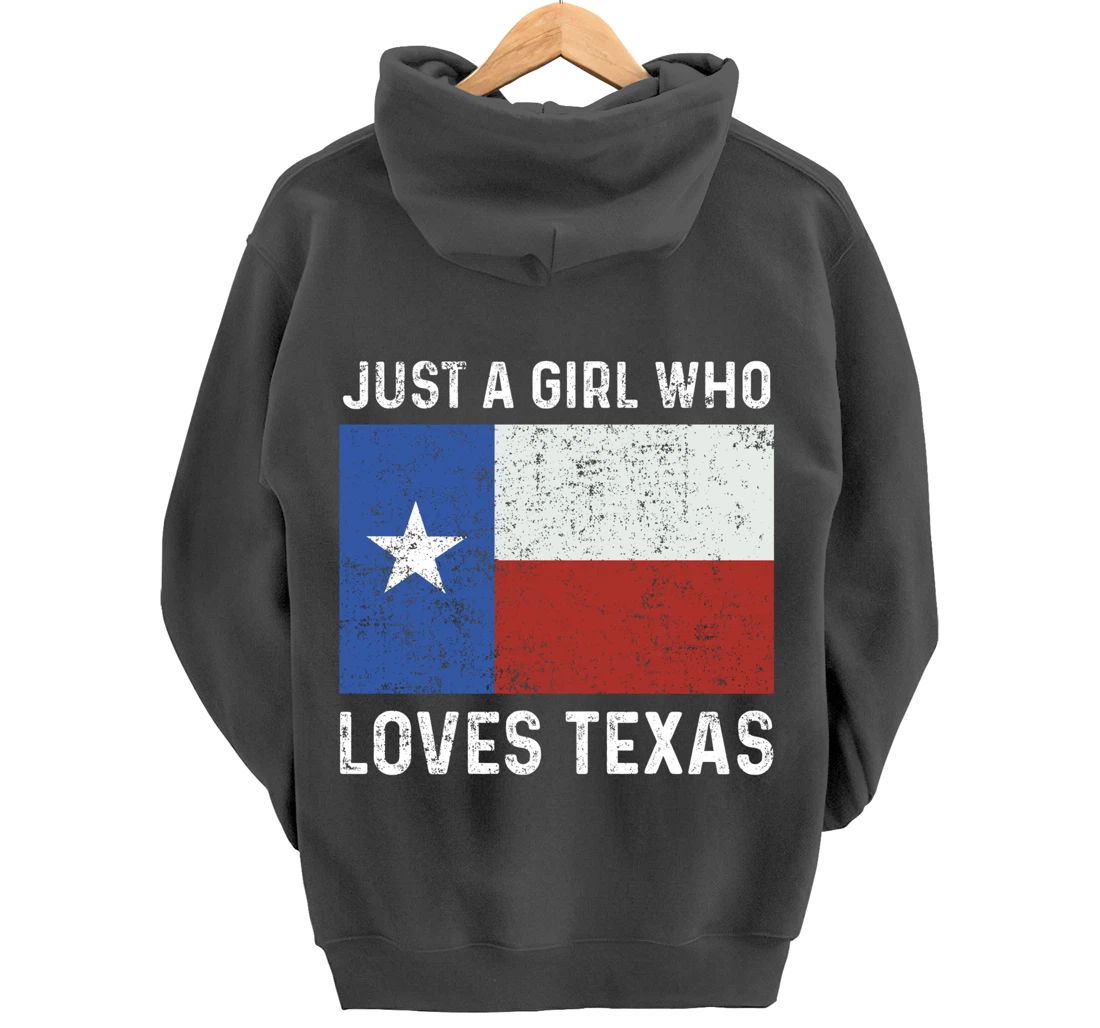 Girl Love Texas Flag Star State USA Pullover Hoodie