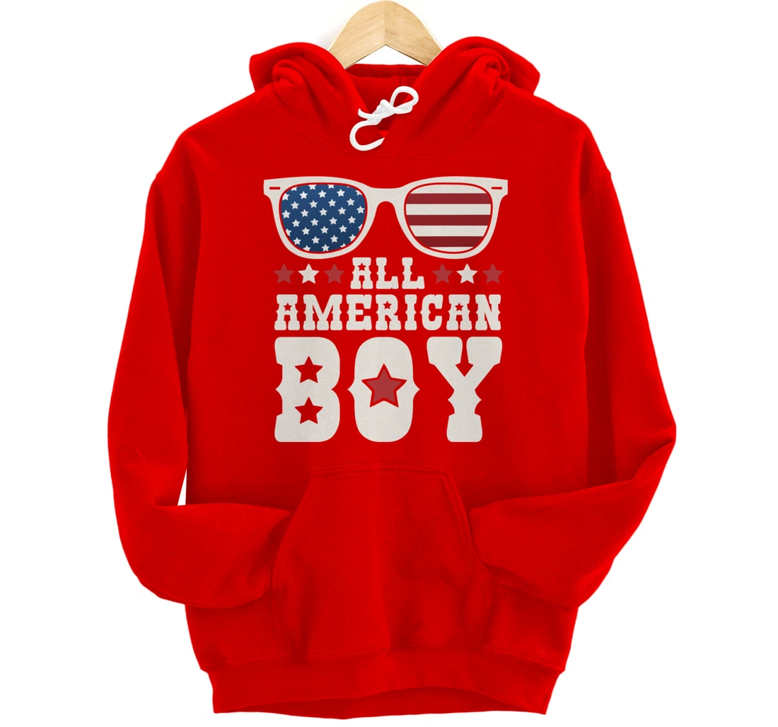 All American Boy 4th of July Texas Sunglasses Cowboy Country Pullover Hoodie