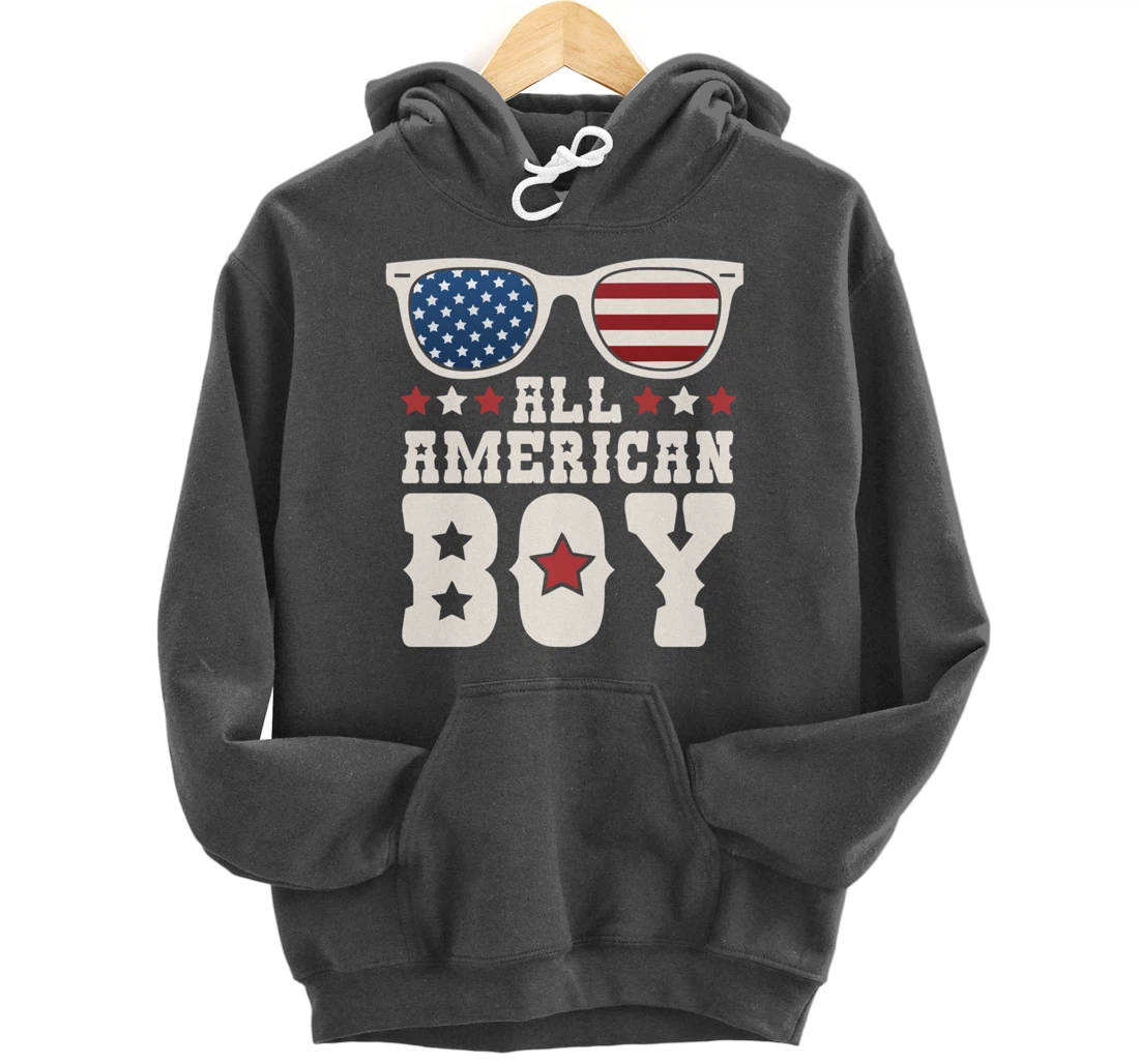All American Boy 4th of July Texas Sunglasses Cowboy Country Pullover Hoodie