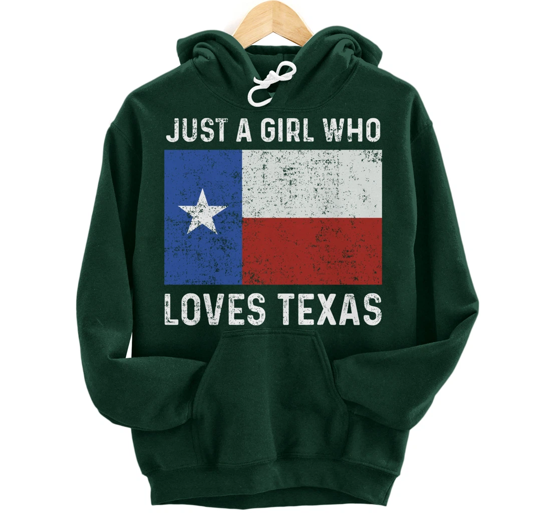 Girl Love Texas Flag Star State USA Pullover Hoodie