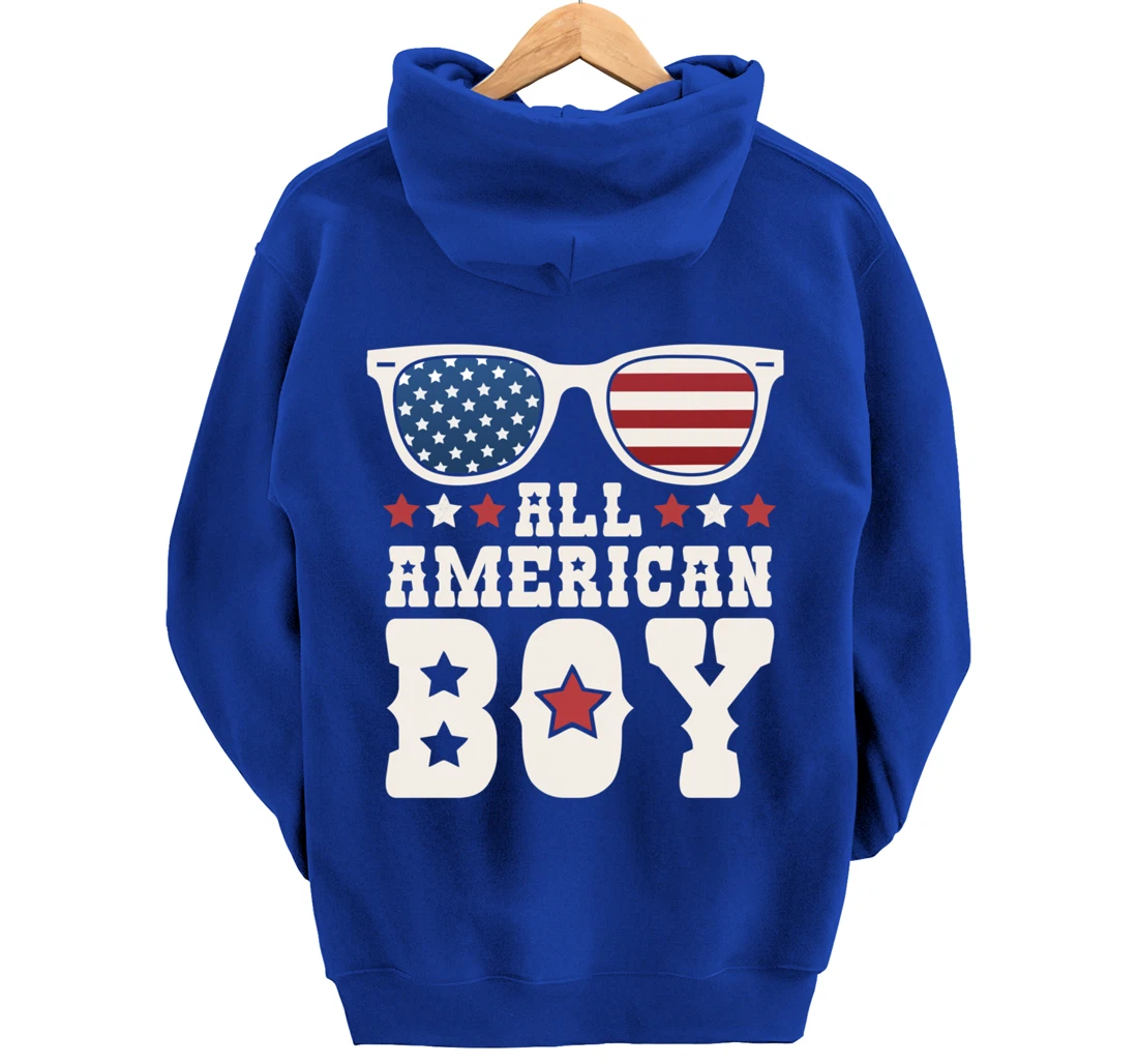 All American Boy 4th of July Texas Sunglasses Cowboy Country Pullover Hoodie