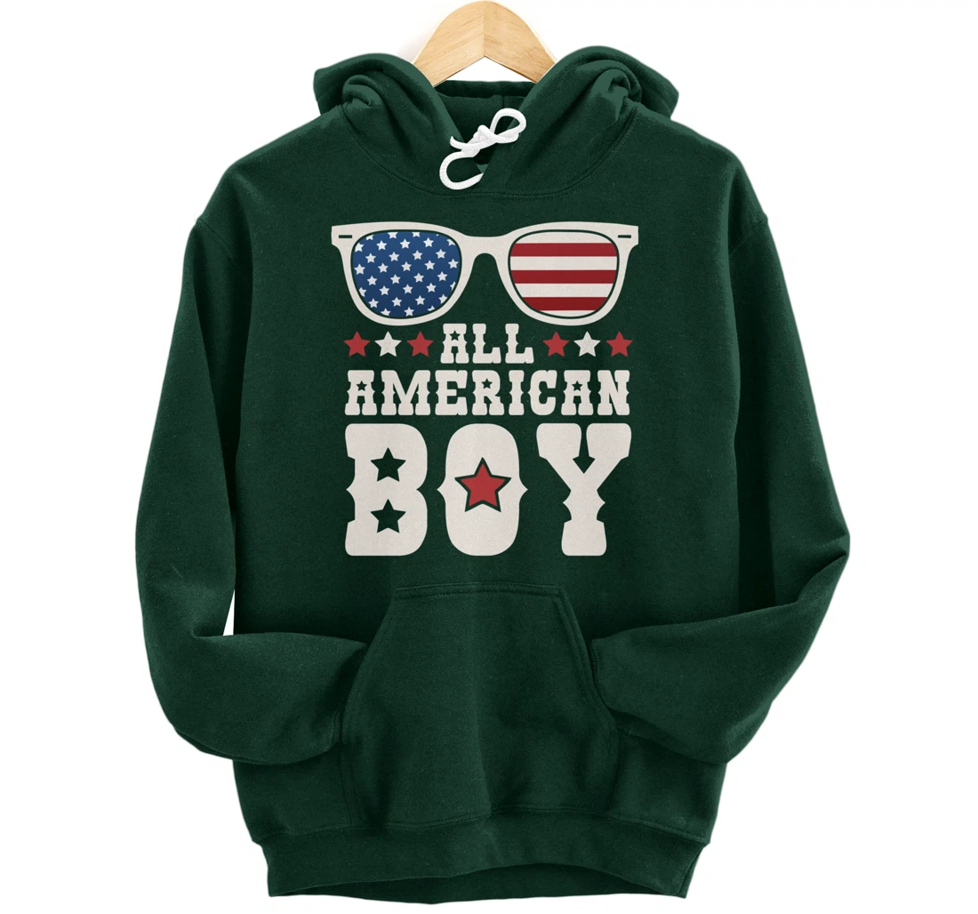 All American Boy 4th of July Texas Sunglasses Cowboy Country Pullover Hoodie