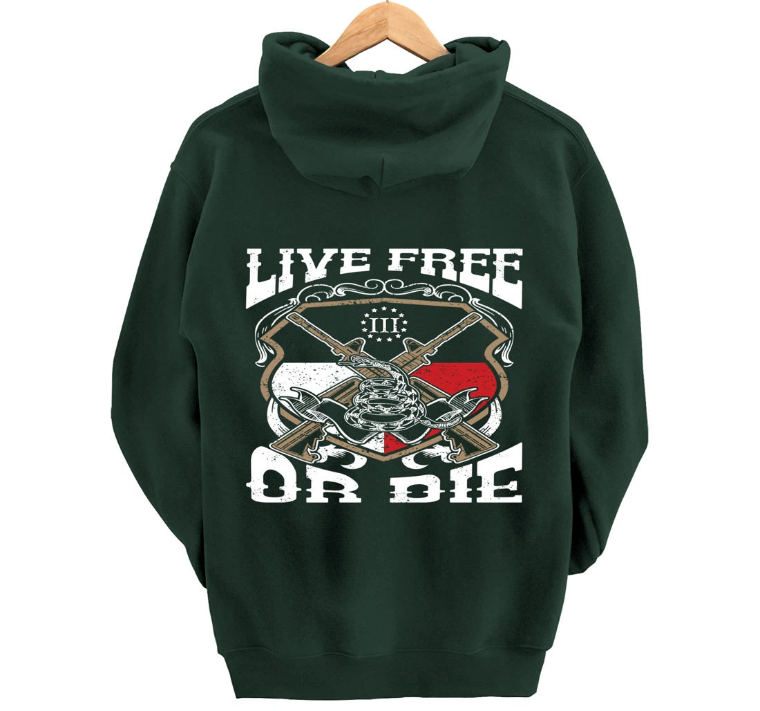 Texas Flag Three Percenter Oath Keeper - Live Free Or Die Pullover Hoodie