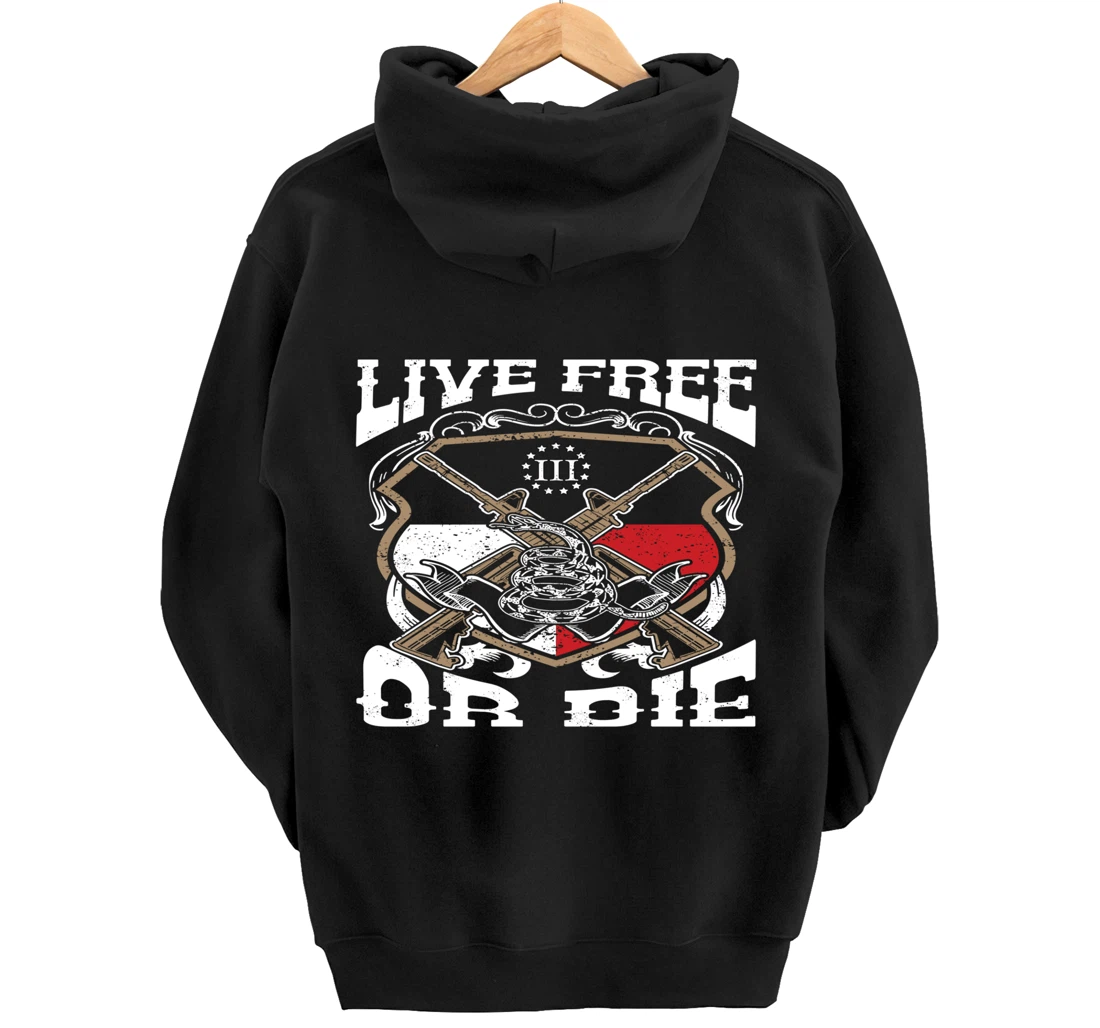 Texas Flag Three Percenter Oath Keeper - Live Free Or Die Pullover Hoodie