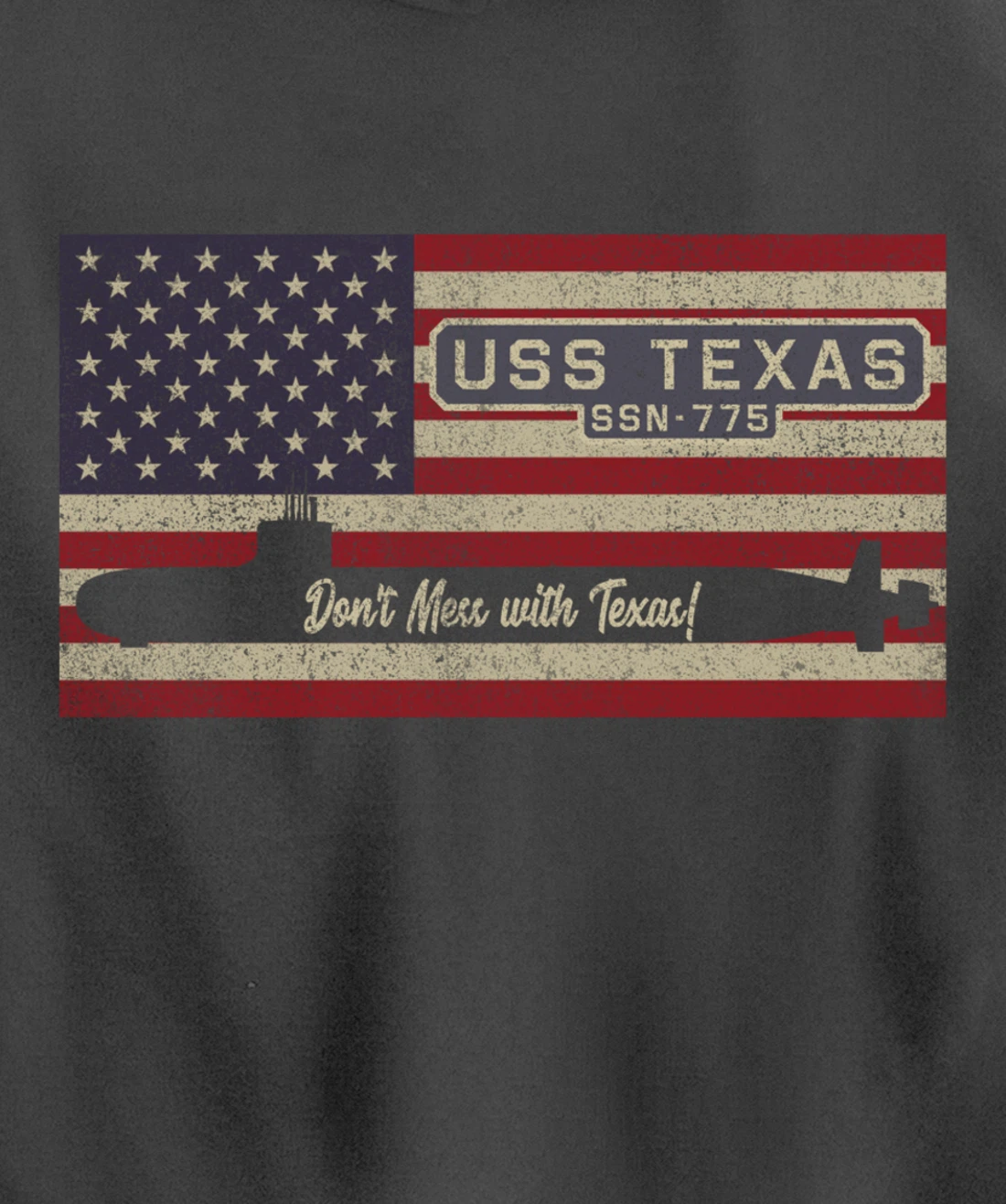 USS Texas SSN-775 Submarine American Flag Gift Pullover Hoodie