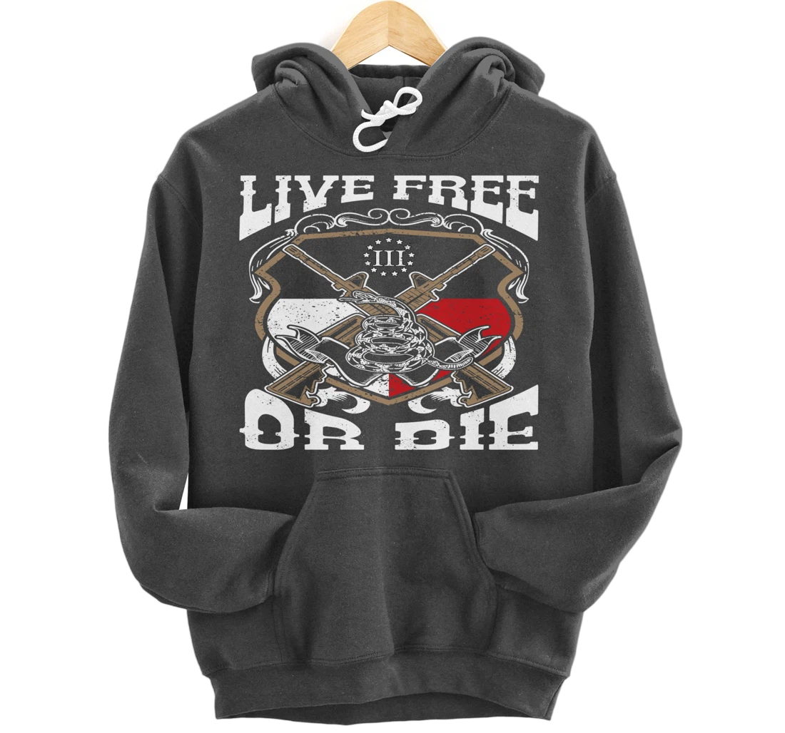 Texas Flag Three Percenter Oath Keeper - Live Free Or Die Pullover Hoodie