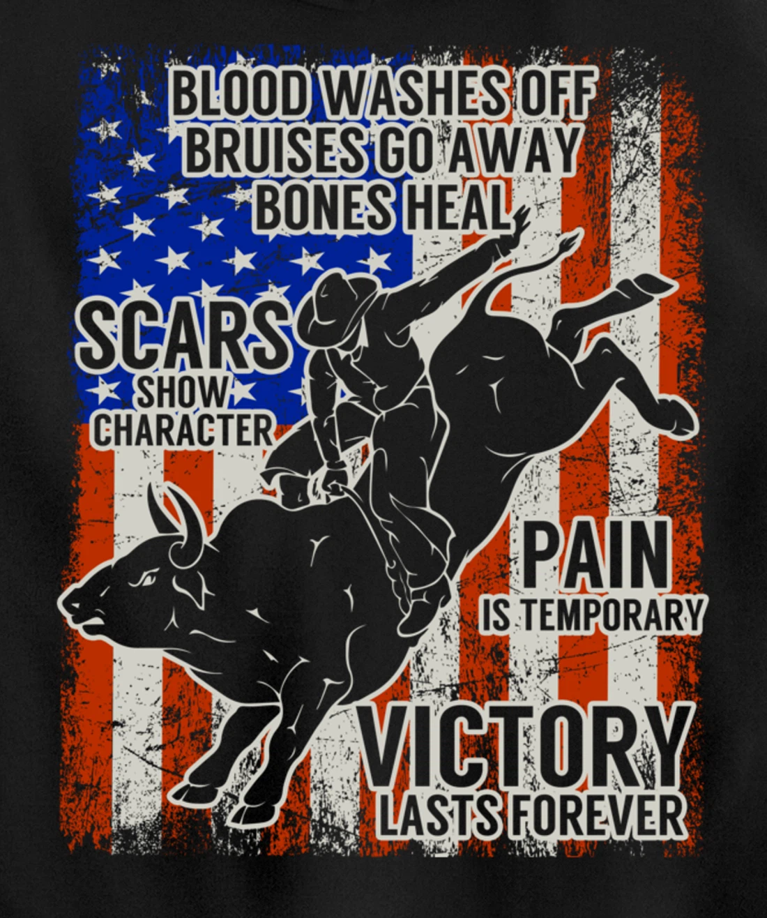 Bull Riding Vintage Texas Ranch Rider America Cowboy Western Pullover Hoodie