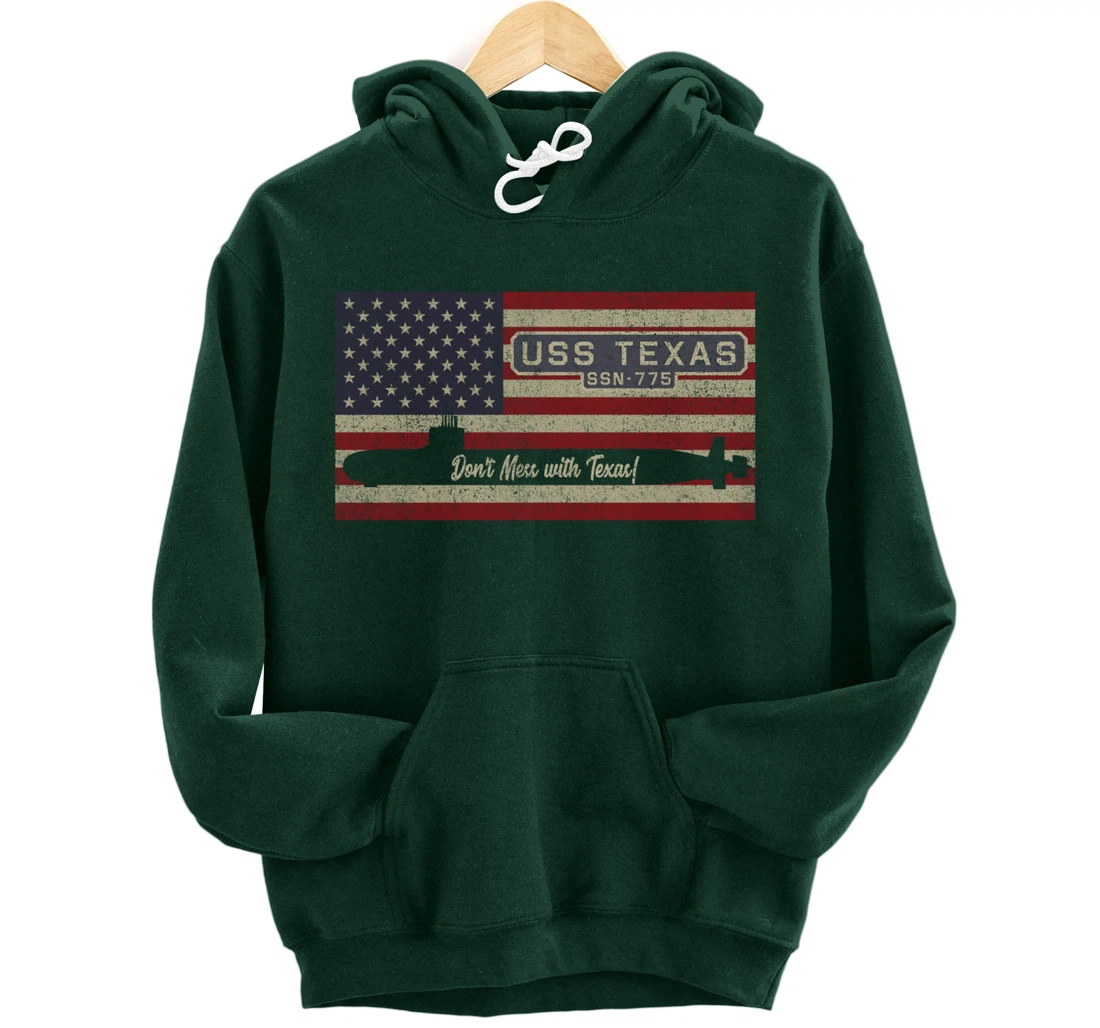 USS Texas SSN-775 Submarine American Flag Gift Pullover Hoodie