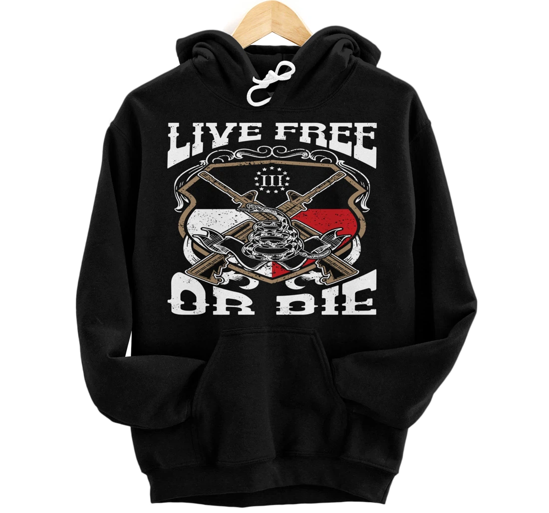 Texas Flag Three Percenter Oath Keeper - Live Free Or Die Pullover Hoodie
